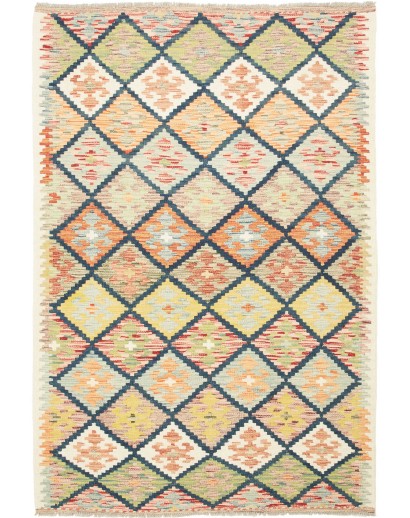 Tappeto Kilim Afghanistan giallo azzurro 125x188