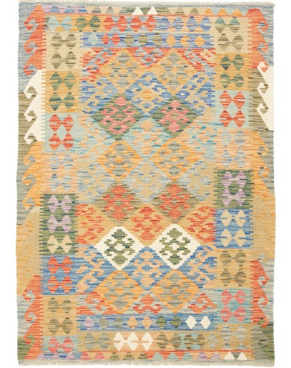 Tappeto Kilim Afghanistan marrone azzurro 128x178