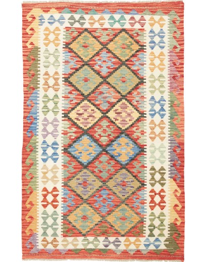 Tappeto Kilim Afghanistan marrone azzurro 125x200