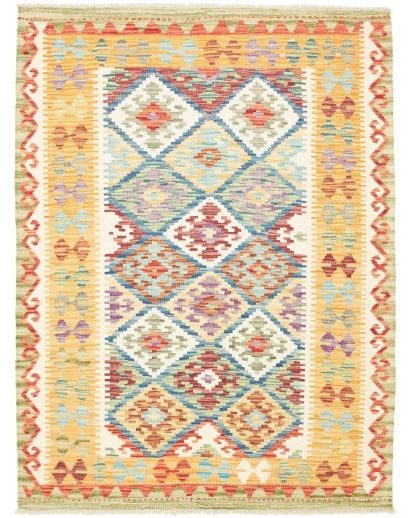Tappeto Kilim Afghanistan giallo arancione 128x169