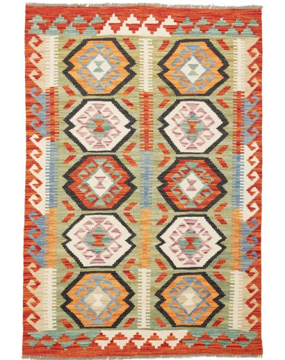 Tappeto Kilim Afghanistan marrone bianco 99x147