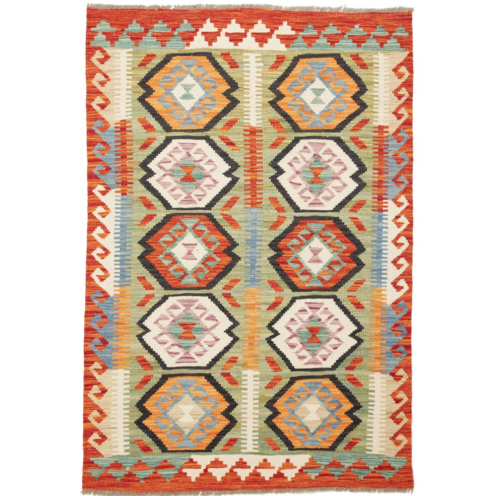 Tappeto Kilim Afghanistan marrone bianco 99x147