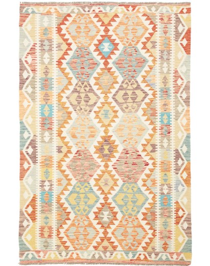 Tappeto Kilim Afghanistan giallo arancione 125x189