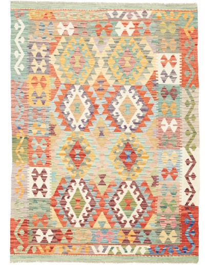 Tappeto Kilim Afghanistan marrone rosso 129x178