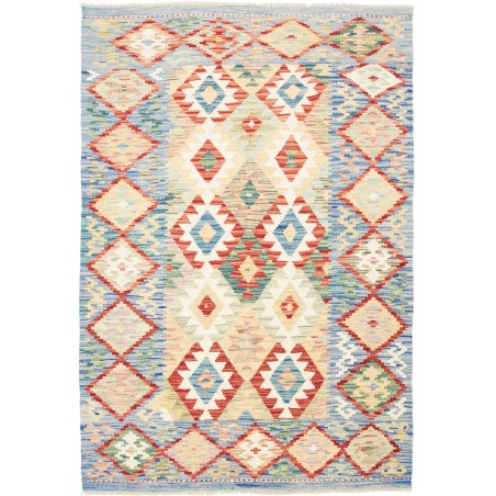 Tappeto Kilim Afghanistan bianco giallo 124x179