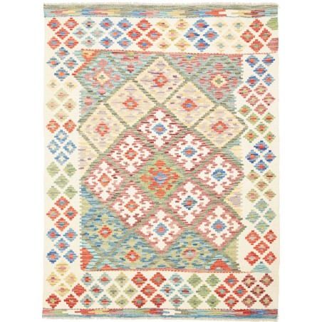 Tappeto Kilim Afghanistan bianco marrone 132x178