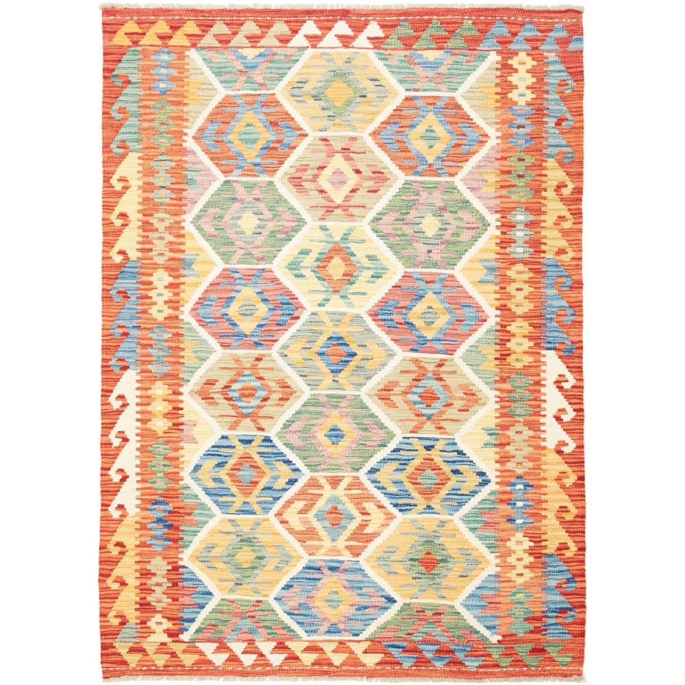 Tappeto Kilim Afghanistan marrone rosso 128x176