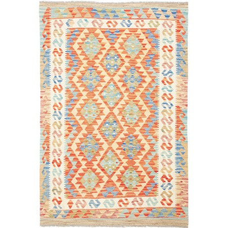 Tappeto Kilim Afghanistan giallo blu 124x182