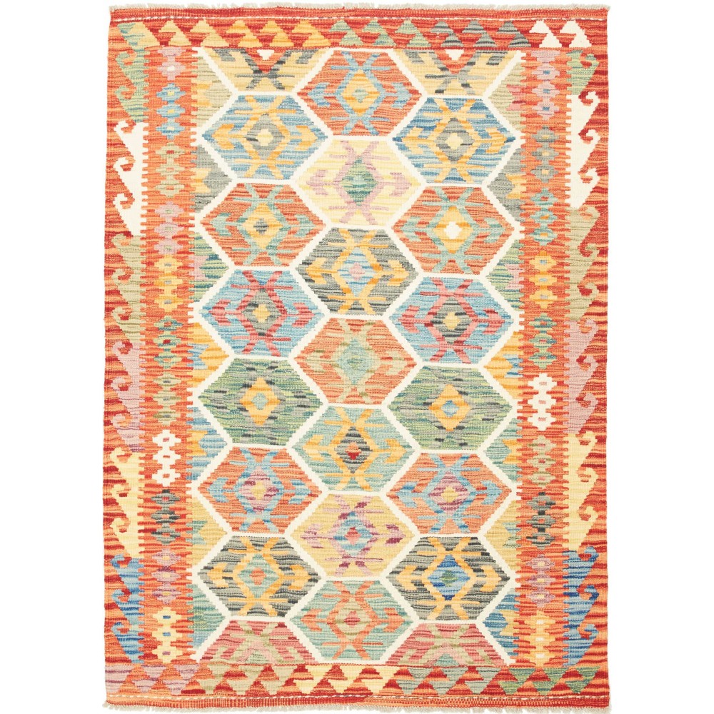 Tappeto Kilim Afghanistan marrone rosso 126x176