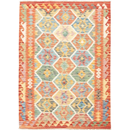 Tappeto Kilim Afghanistan marrone rosso 126x176