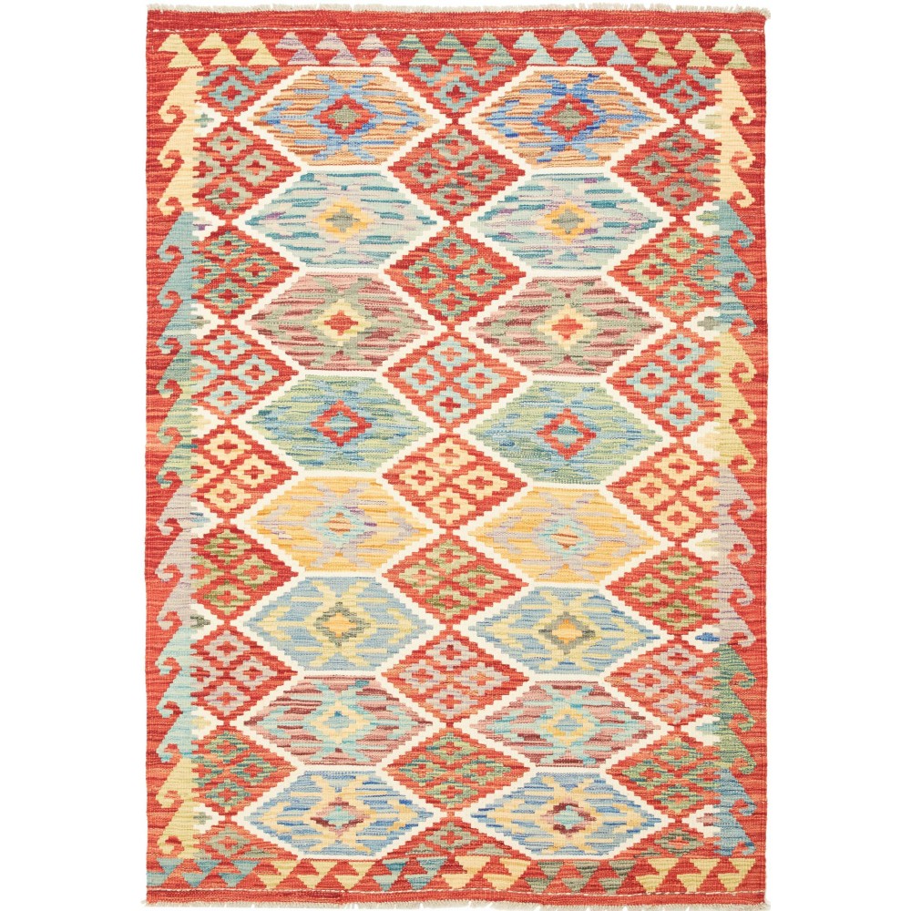 Tappeto Kilim Afghanistan marrone rosso 125x182