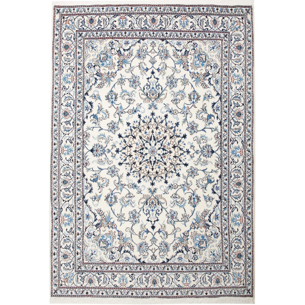 Tappeto Nain Kashmar Persia bianco grigio 163x247