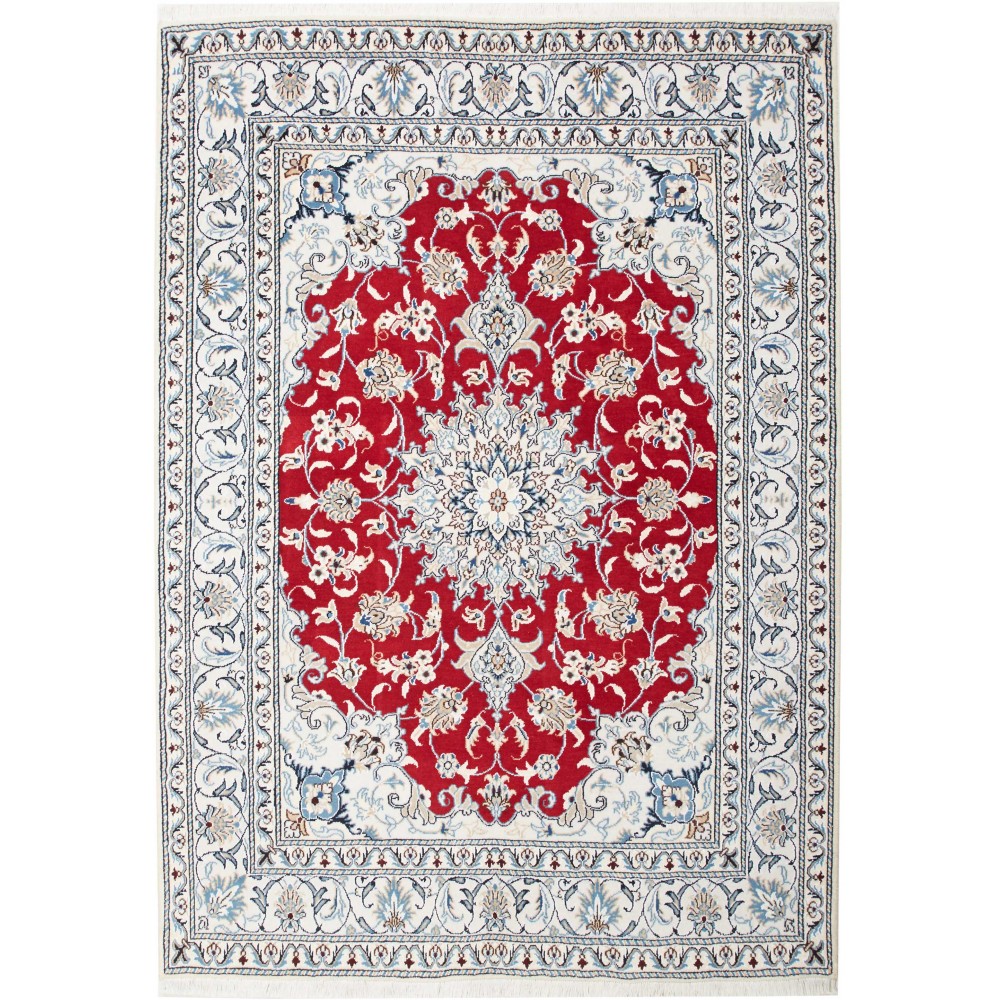 Tappeto Nain Kashmar Persia bianco marrone 147x208