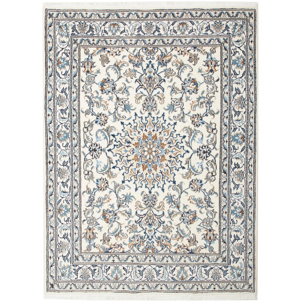 Tappeto Nain Kashmar Persia bianco grigio 150x200