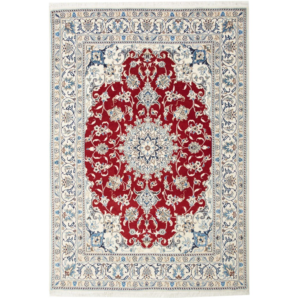 Tappeto Nain Kashmar Persia bianco marrone 148x210