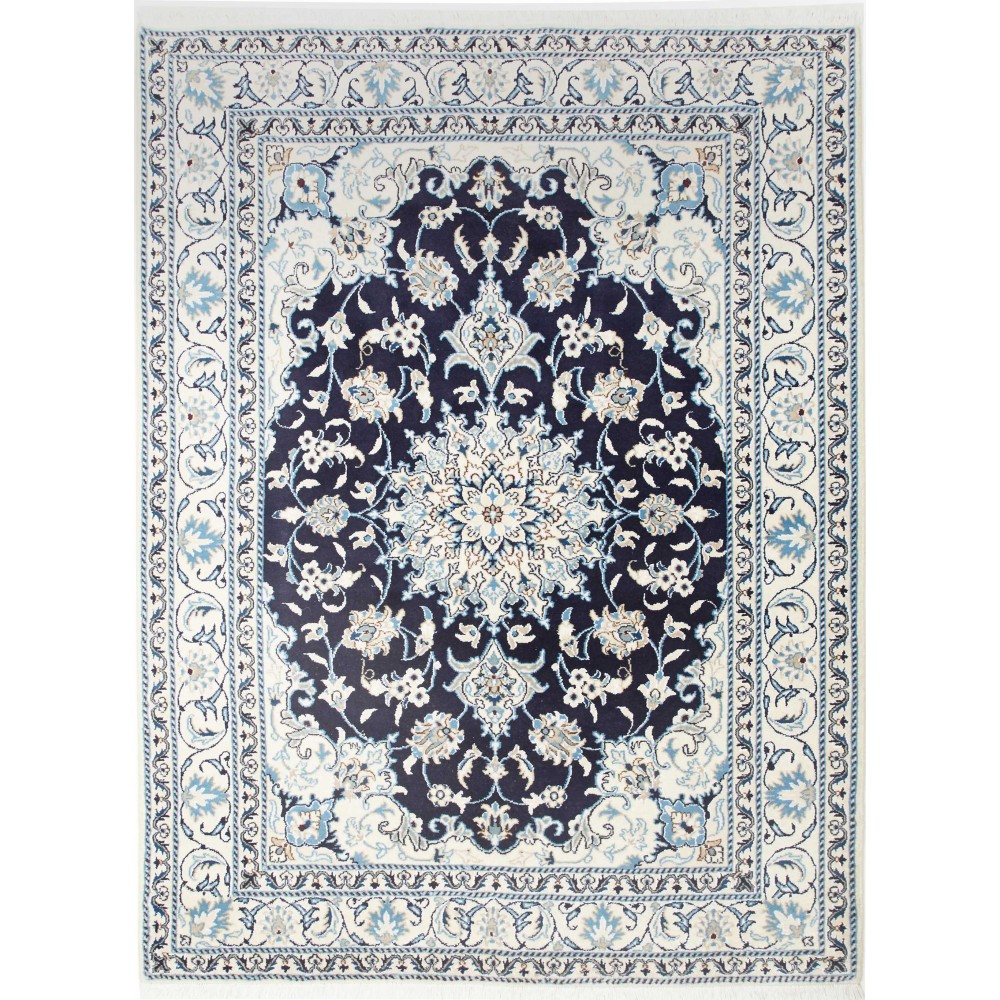 Tappeto Nain Kashmar Persia bianco grigio 150x203