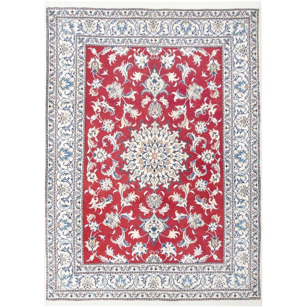Tappeto Nain Kashmar Persia bianco rosso 150x203