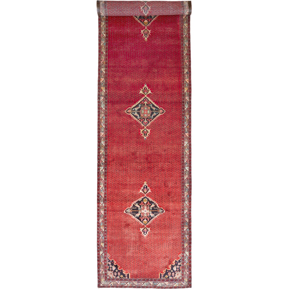 Tappeto Hamadan Persia rosso verde 130x500