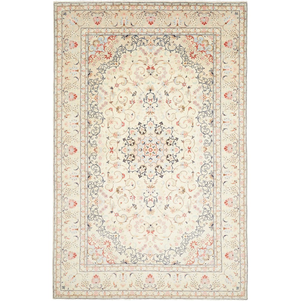 Tappeto Kashan Persia bianco grigio 195x300