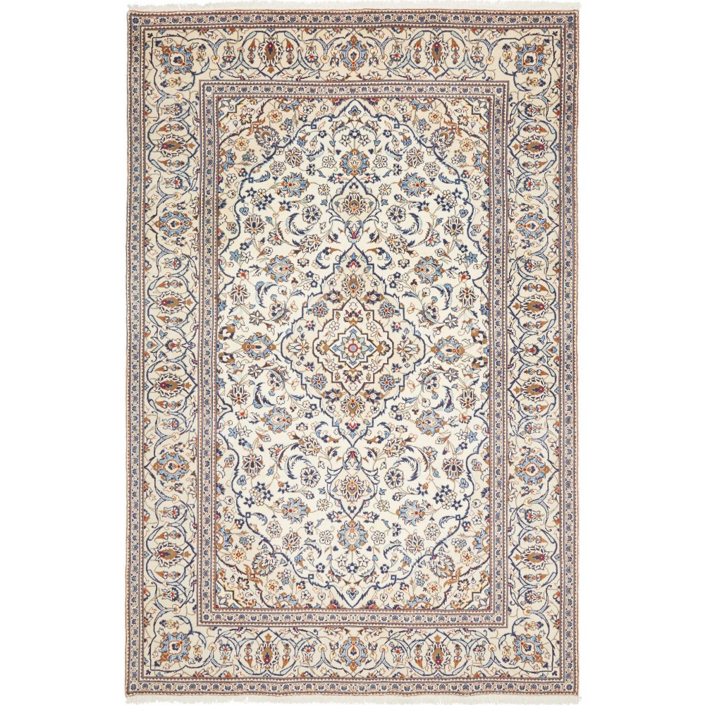 Tappeto Kashan Persia bianco azzurro 198x300