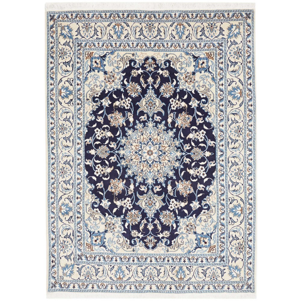 Tappeto Nain Kashmar Persia bianco grigio 147x200