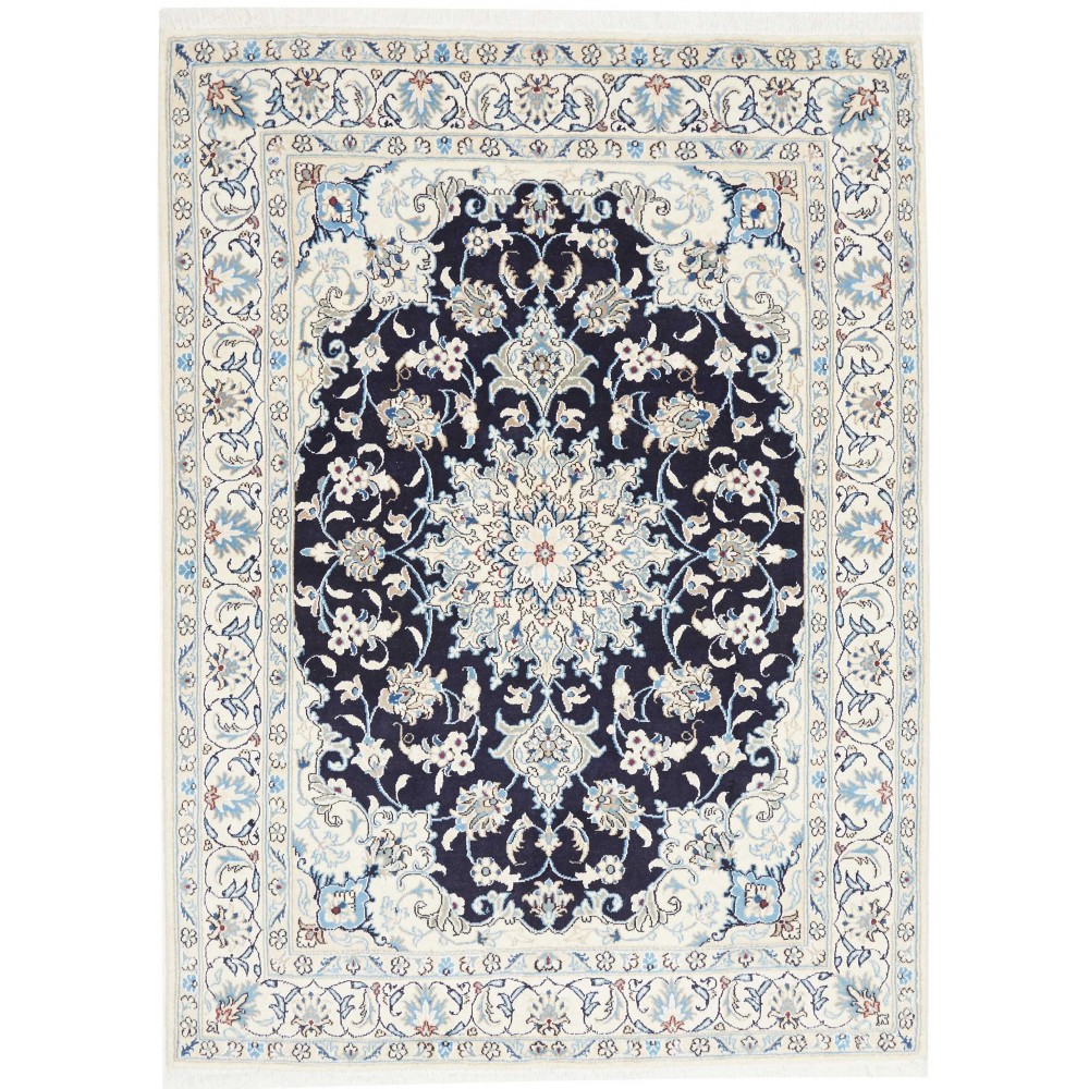 Tappeto Nain Kashmar Persia bianco grigio 145x207
