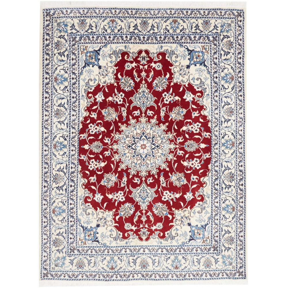 Tappeto Nain Kashmar Persia bianco marrone 148x200