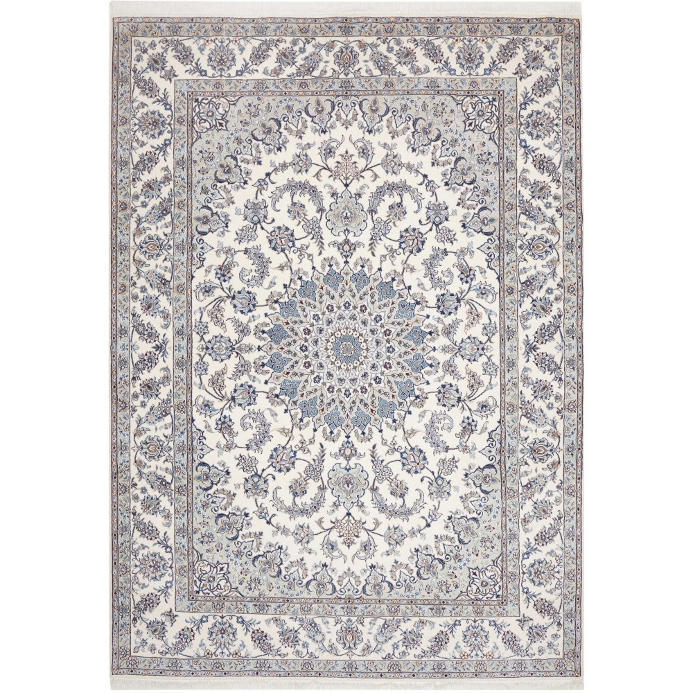 Tappeto Nain Kashmar Persia bianco grigio 244x349