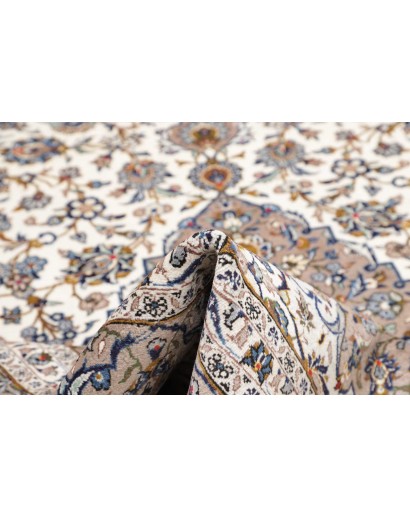 Tappeto Kashan Persia beige azzurro 255x356