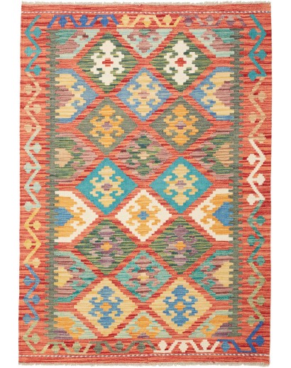 Tappeto Kilim Afghanistan marrone azzurro 106x150