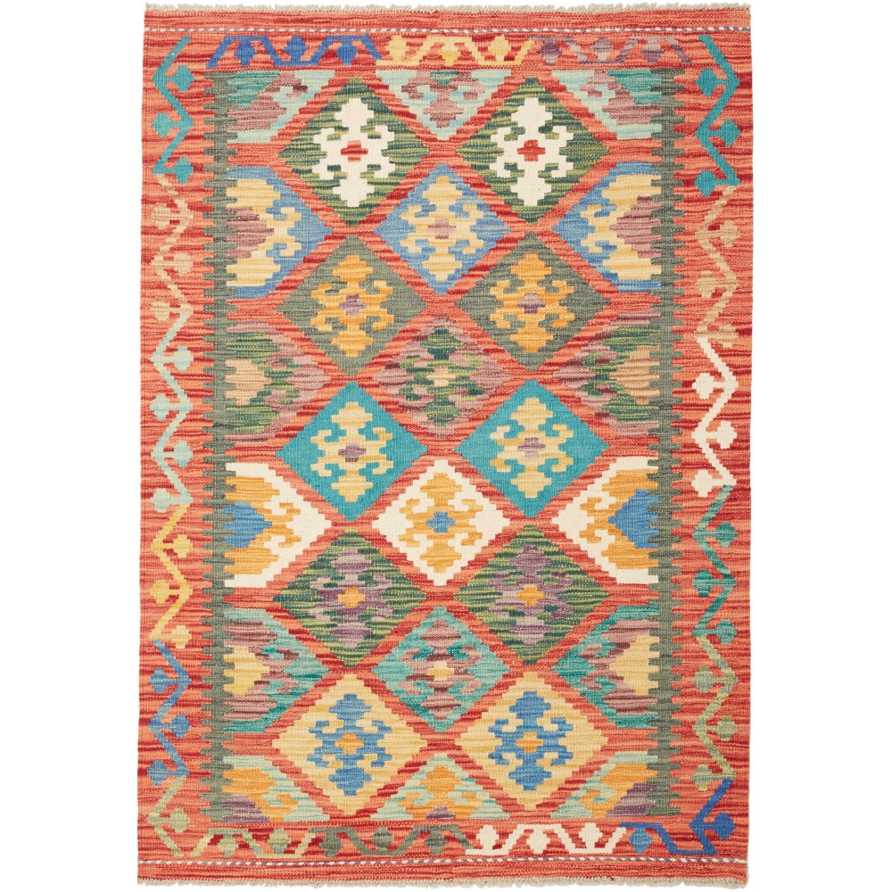 Tappeto Kilim Afghanistan marrone azzurro 106x150