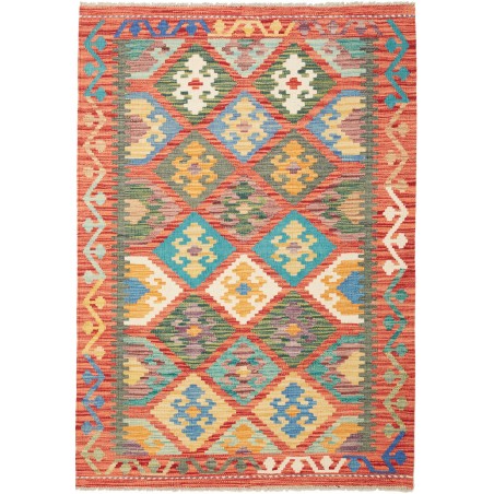 Tappeto Kilim Afghanistan marrone azzurro 106x150
