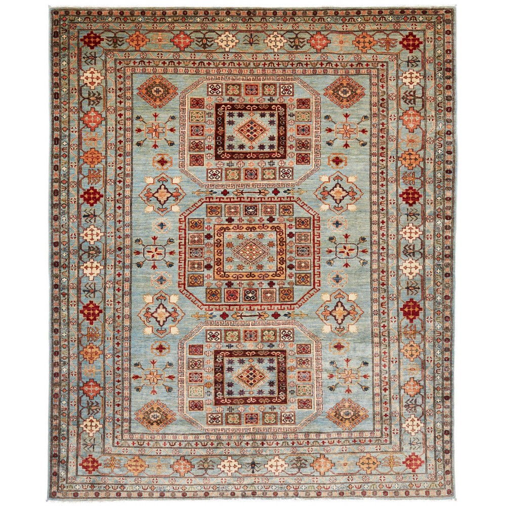 Tappeto Kazak Fine Pakistan azzurro blu 246x300