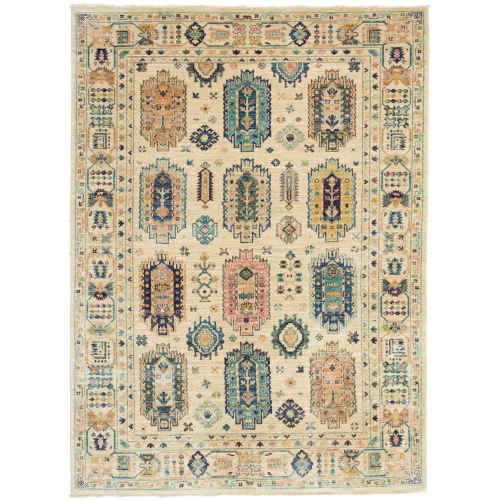 Tappeto Tribal Pakistan marrone giallo 147x201