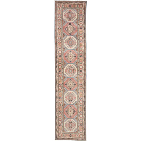 Tappeto Kazak Afghanistan marrone bianco 86x400