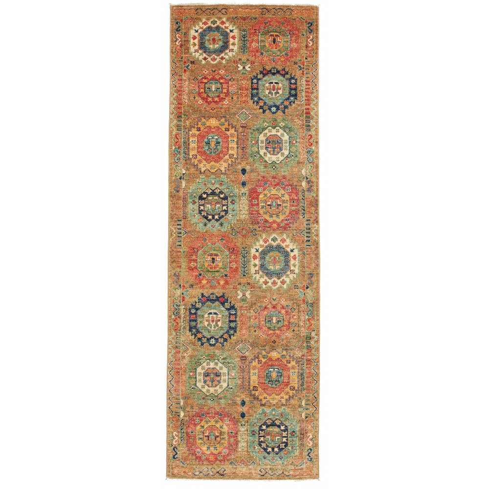 Tappeto Tribal Pakistan marrone arancione 79x251
