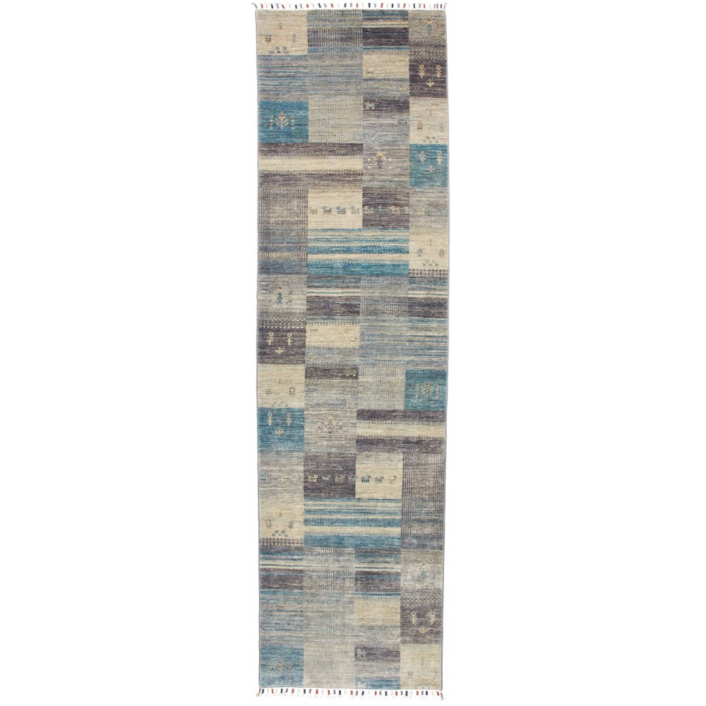 Tappeto Siva Pakistan azzurro bianco 76x294
