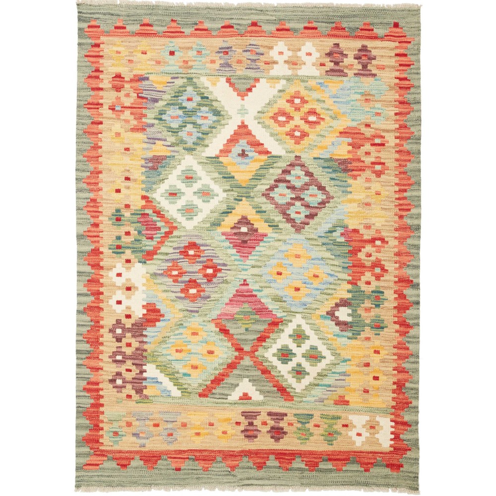 Tappeto Kilim Afghanistan marrone rosso 104x146