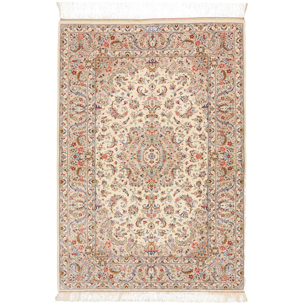Tappeto Ghom seta Persia giallo 80x120