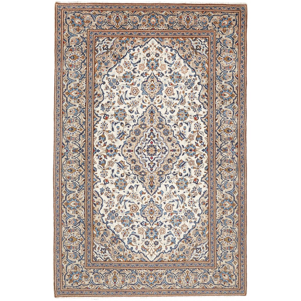 Tappeto Kashan Persia beige grigio 195x297