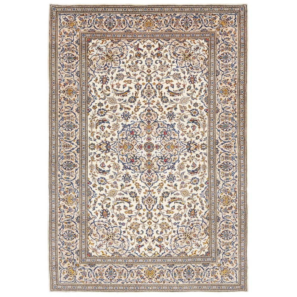 Tappeto Kashan Persia bianco azzurro 204x300