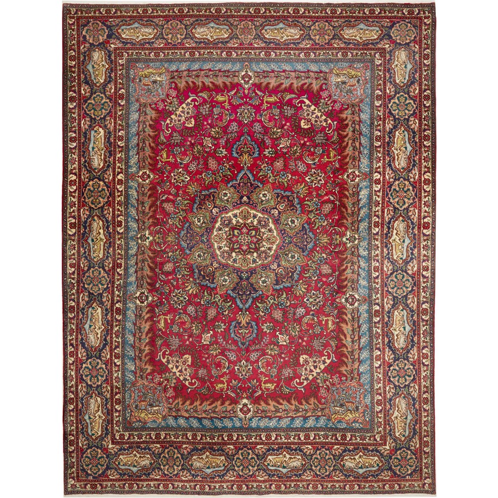Tappeto Tabriz Persia marrone giallo 302x398