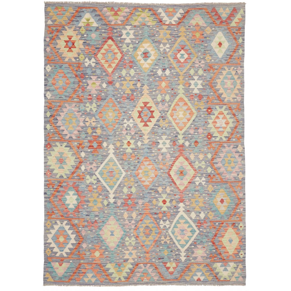Tappeto Kilim Afghanistan azzurro bianco 172x240