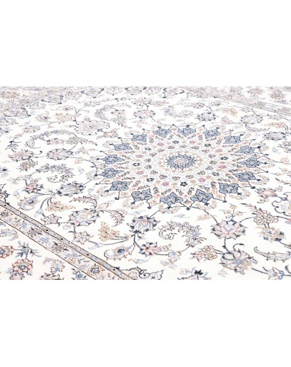 Tappeto Nain Kashmar Persia bianco grigio 252x367