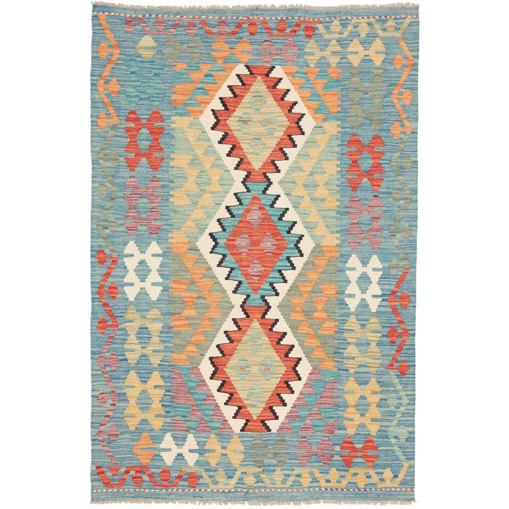 Tappeto Kilim Afghanistan azzurro 102x155