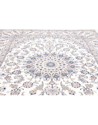 Tappeto Nain Kashmar Persia bianco grigio 252x367