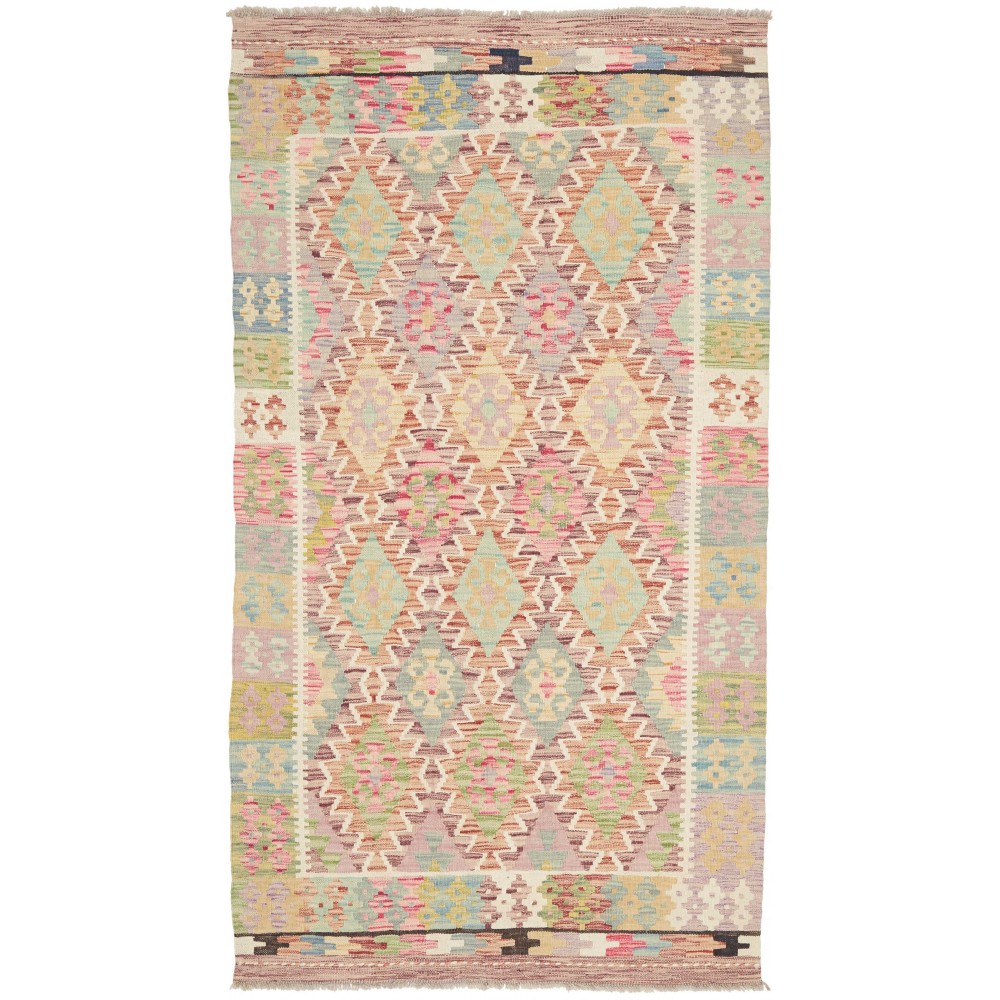 Tappeto Kilim Afghanistan marrone rosso 106x193