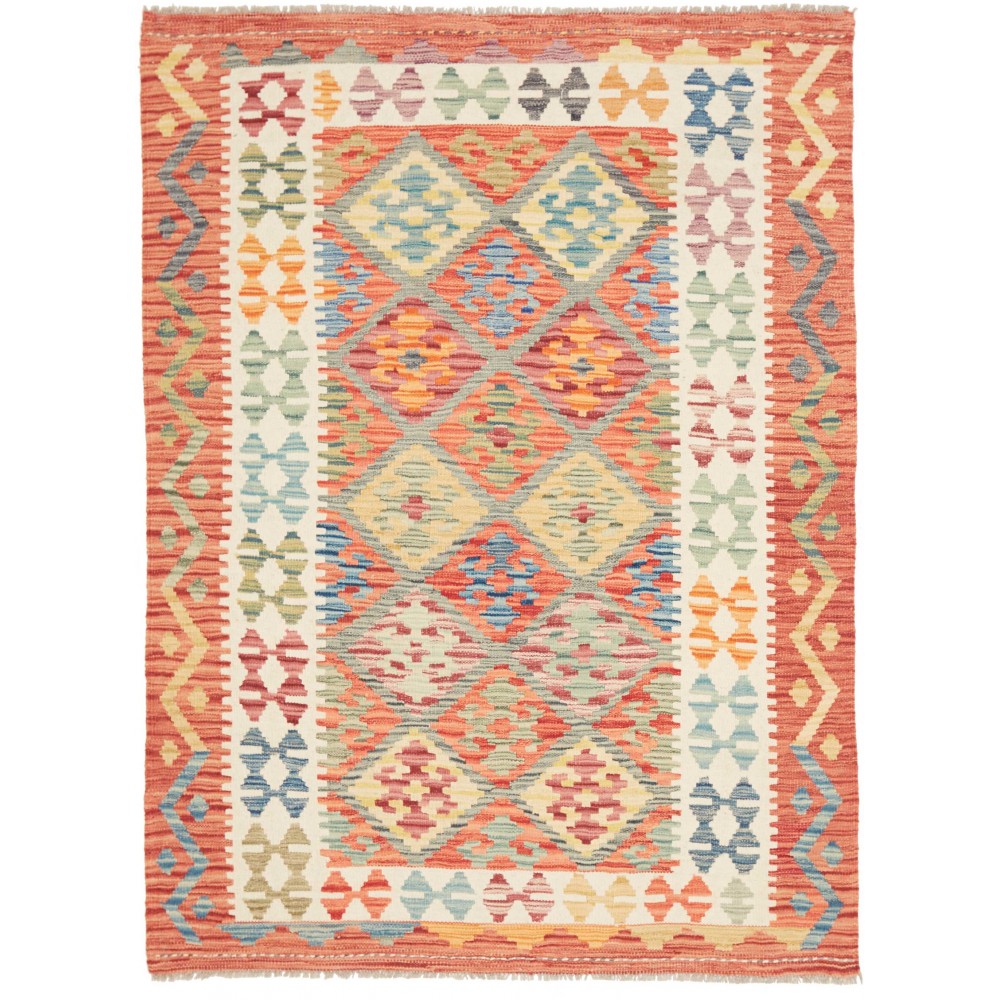 Tappeto Kilim Afghanistan marrone bianco 128x170