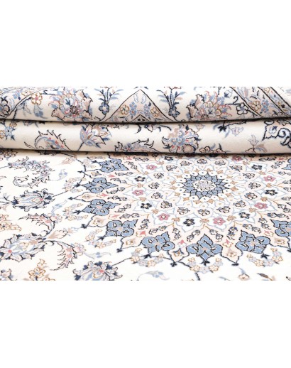 Tappeto Nain Kashmar Persia bianco grigio 252x367