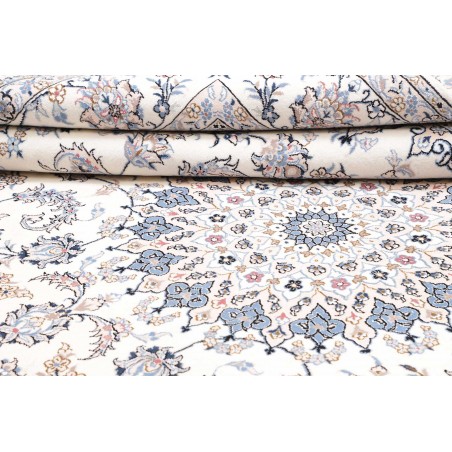 Tappeto Nain Kashmar Persia bianco grigio 252x367